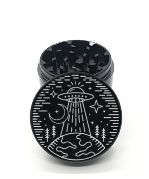 Alternative view of Beam Me Up UFO Laser Engraved Herb Grinder