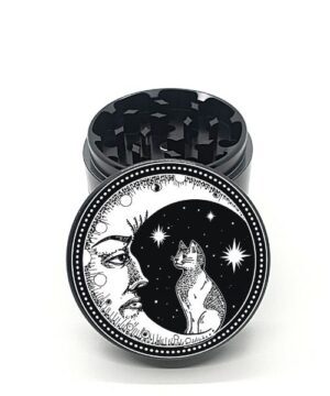 Alternative view of Moon Kitten Laser Engraved Herb Grinder