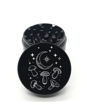 Alternative view of Moon Mushroom Laser Engraved Herb Grinder