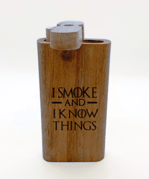 Alternative view of GOT I Smoke & I Know Things Engraved Wood Dugout