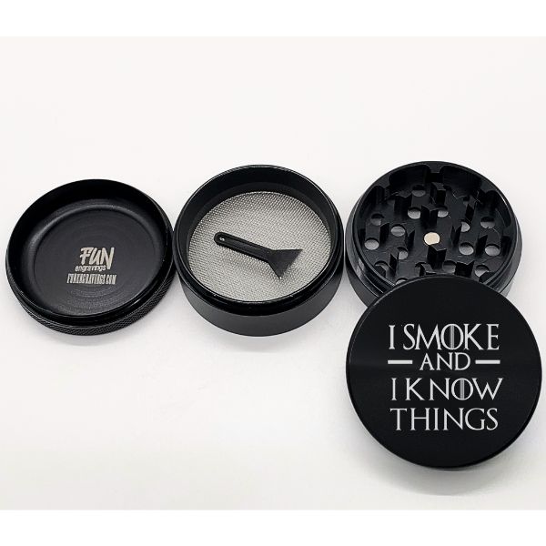 GOT I Smoke & I Know Things Laser Engraved Herb Grinder - Image 3