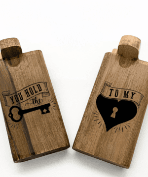 You Hold the Key to My Heart Couples One Hitter Engraved Wood Dugout Set