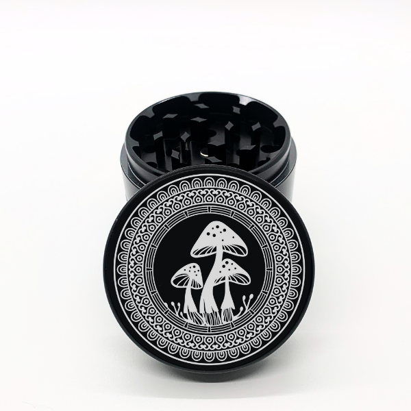 Mushroom Mandala Laser Engraved Herb Grinder - Image 2