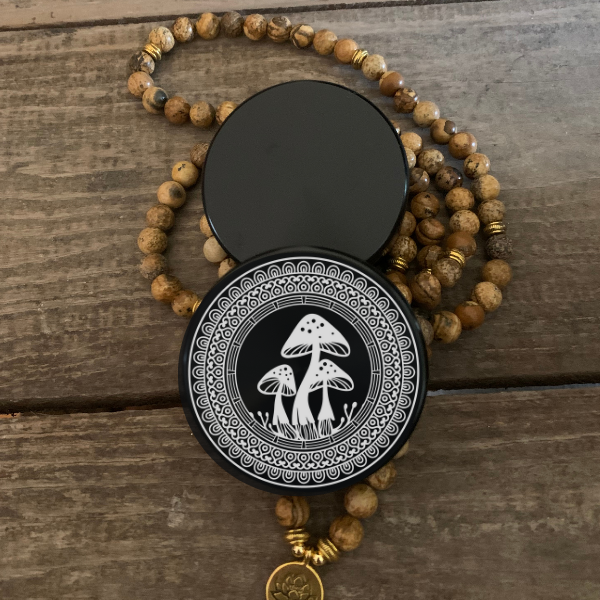 Mushroom Mandala Laser Engraved Herb Grinder
