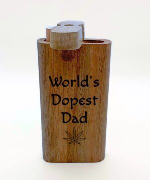 Alternative view of Worlds Dopest Dad Engraved Wood Dugout