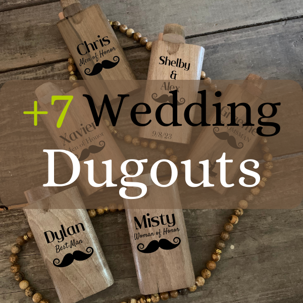 Special Occasion Bridesmaid Groomsmen Wedding One Hitter Engraved Wood Dugout - 7 Pack Bundle