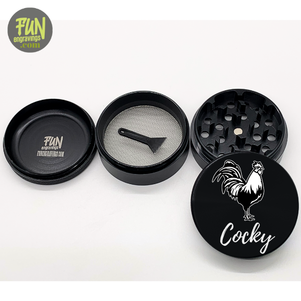 Cocky Rooster Laser Engraved Herb Grinder - Image 3