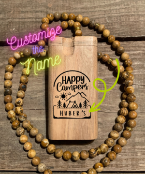 Happy Camper Custom Last Name Laser Engraved Wood Dugout
