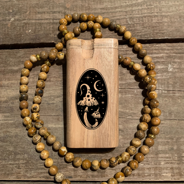 Moon Mushroom Oval Laser Engraved Wood Dugout